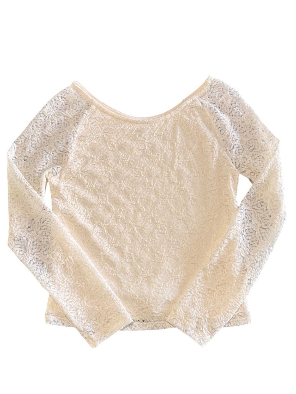 Colorful Planet Cream Long Lace Sleeves Lined Bodice Girls Large 12